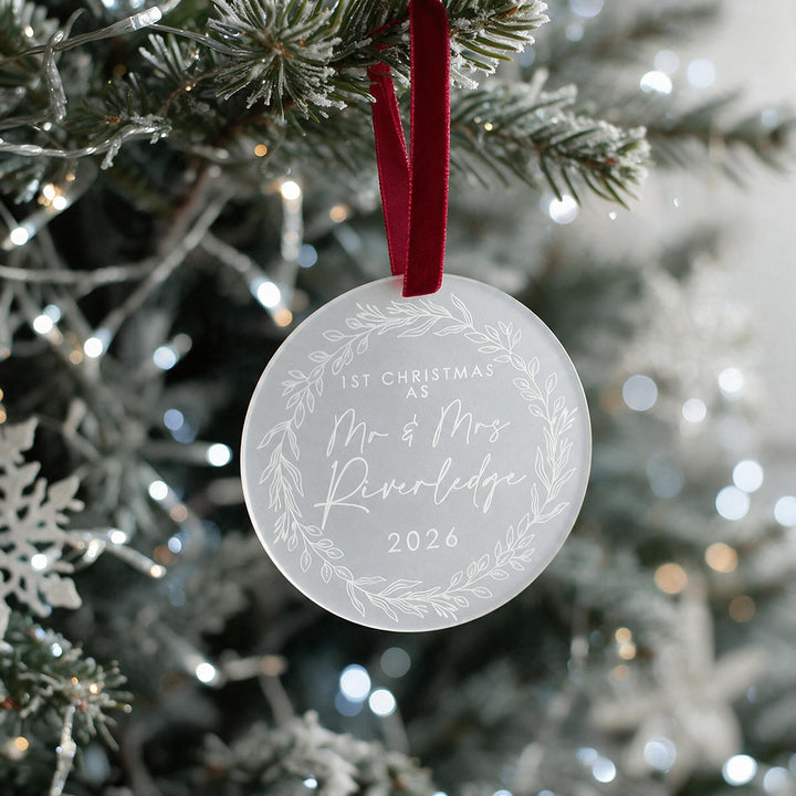 1st Christmas Married Frosted Acrylic Christmas Tree Decoration