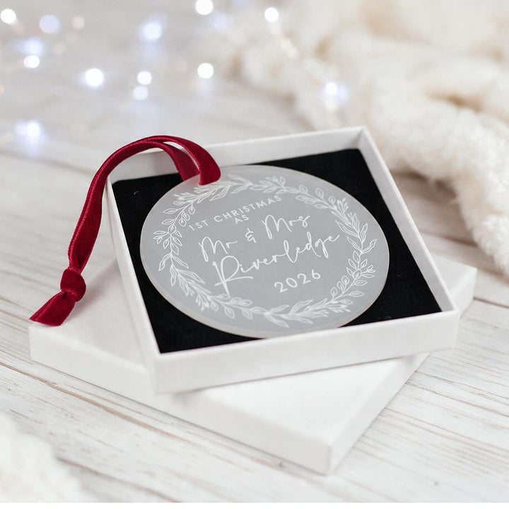 1st Christmas Married Frosted Acrylic Christmas Tree Decoration