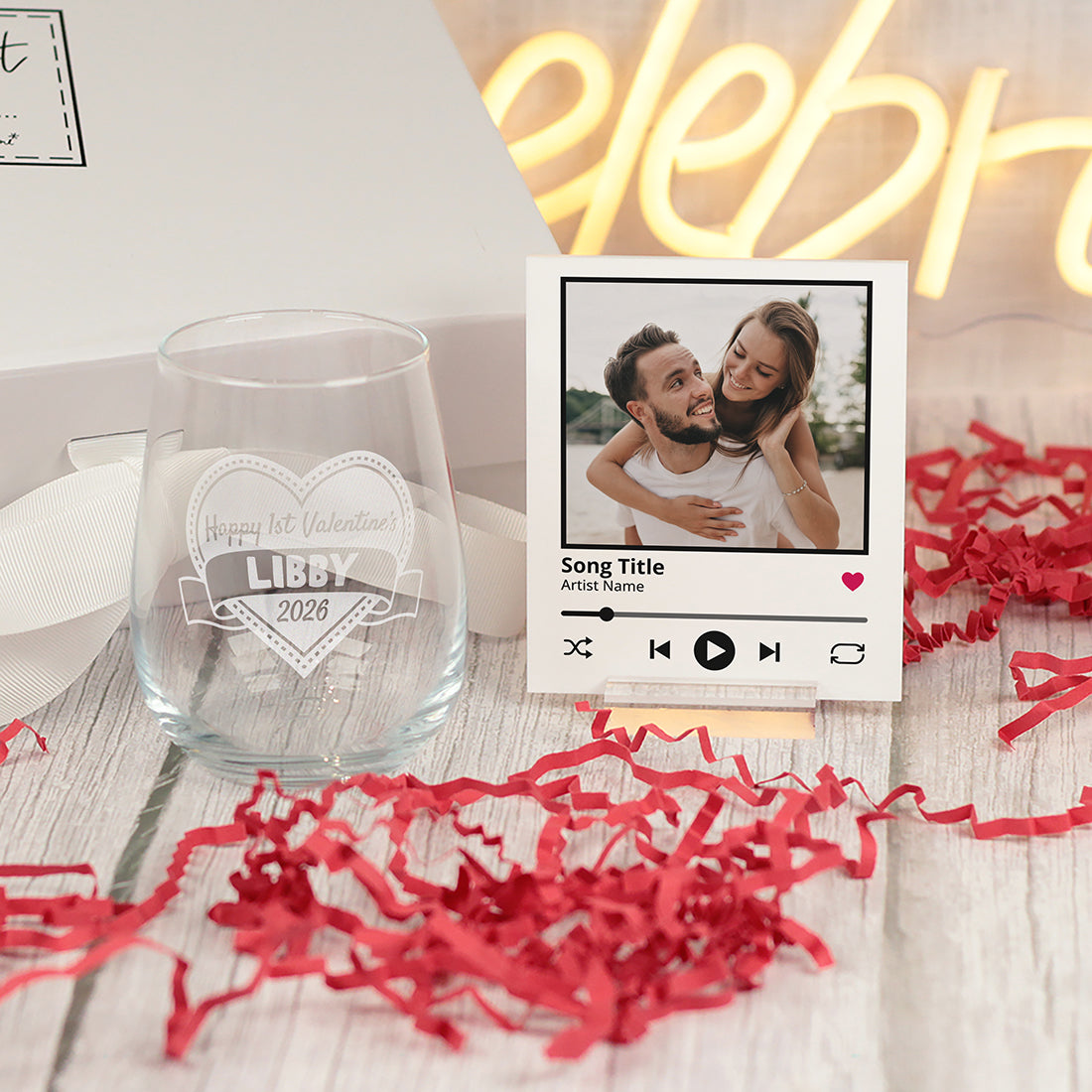 Personalised 1st Valentine's Day Stemless Glass