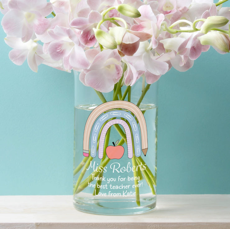 Teacher Rainbow Thank You Gift Glass Flower Vase