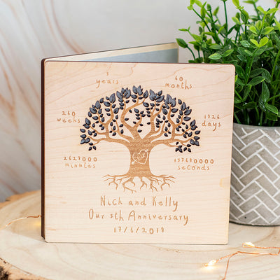 5th Wedding Anniversary Timeline Engraved Wooden Greetings Card-Love Lumi Ltd