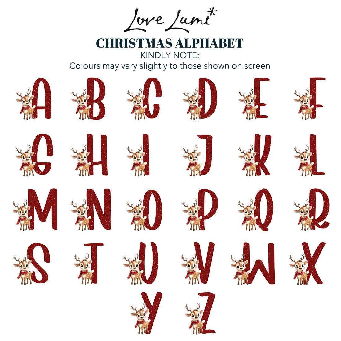 Personalised Large Christmas Reindeer Alphabet Santa Gift Sack-Love Lumi Ltd