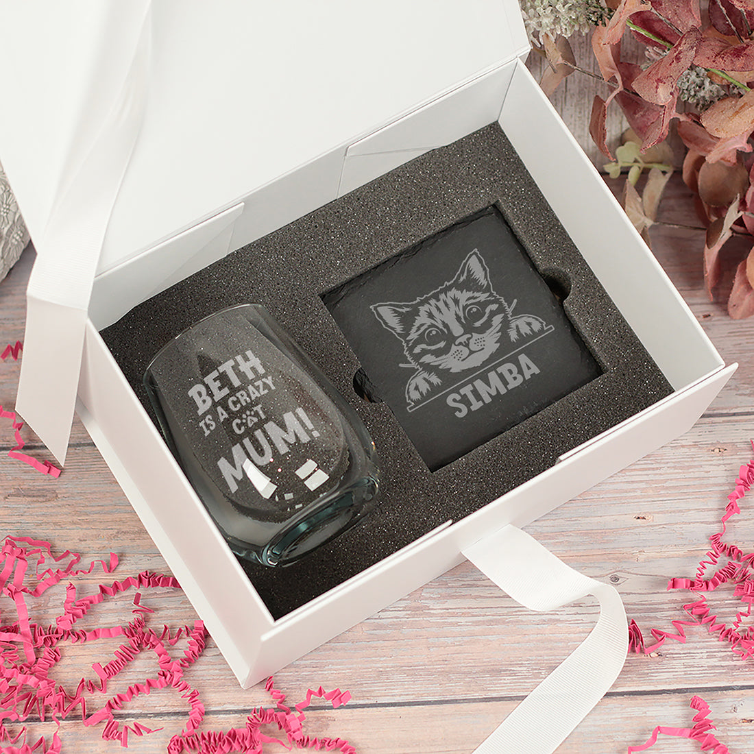 Crazy Cat Mum Engraved Stemless Glass