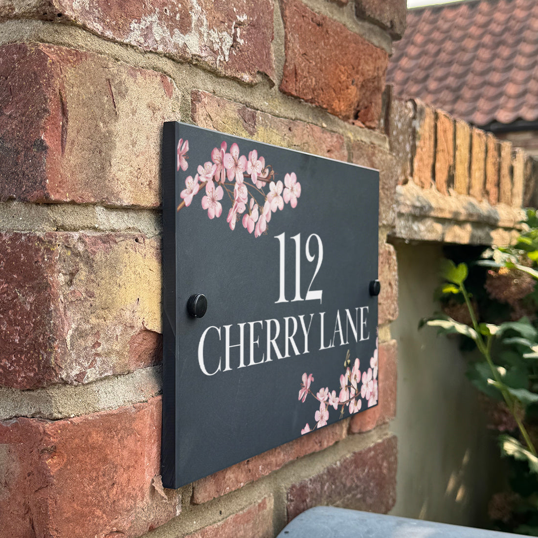 Cherry Blossom Slate House Number or Name Wall Mounted Sign