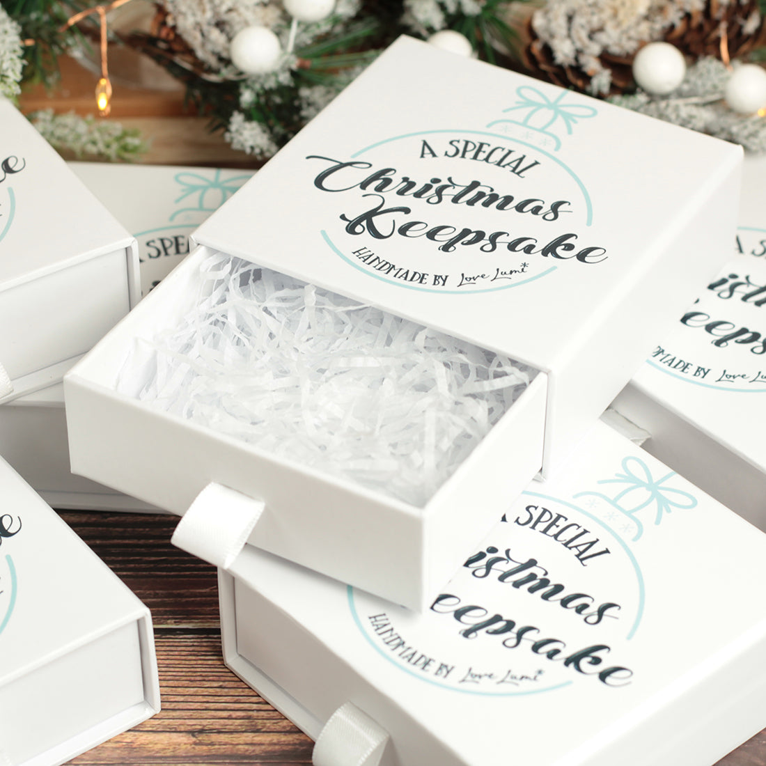 Heart Engagement Christmas Snow filled Glass Bauble-Love Lumi Ltd