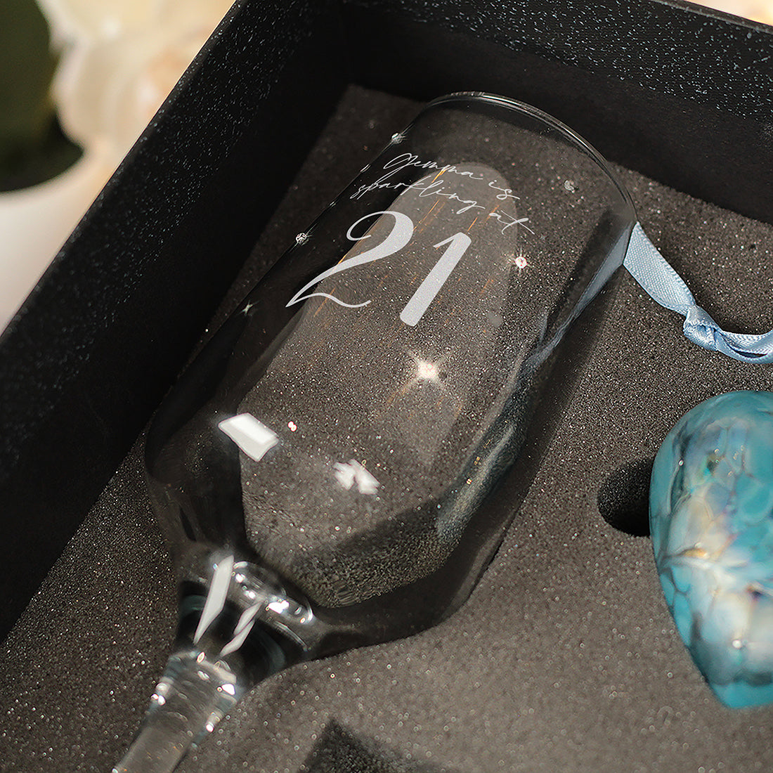 Birthday Diamante Embellished Champagne Flute with Birthstone Heart Gift Set