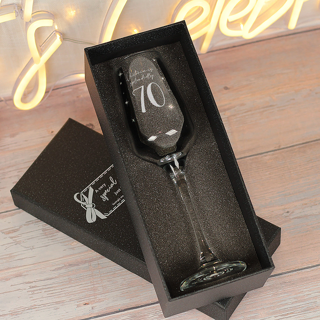 70th Birthday Diamante Embellished Champagne Flute