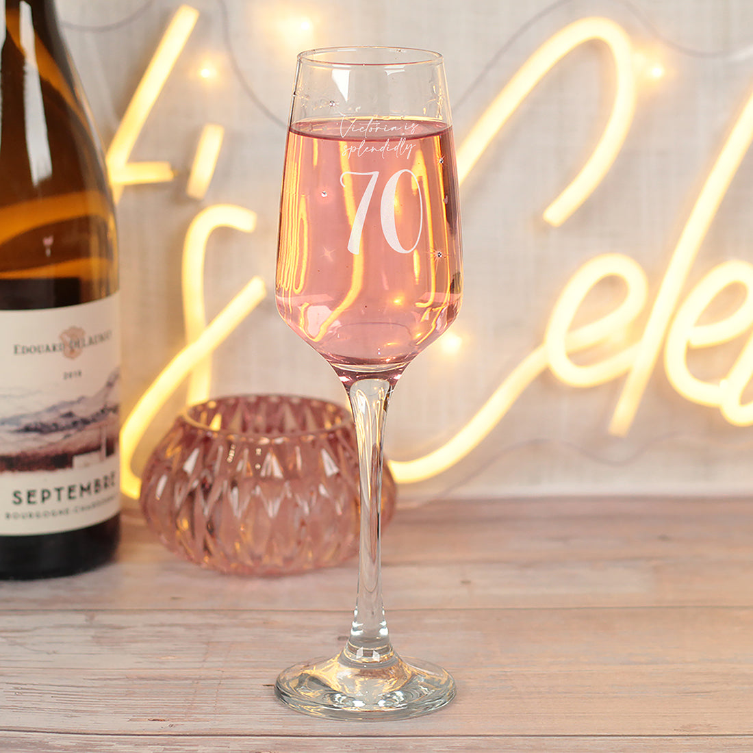 70th Birthday Diamante Embellished Champagne Flute