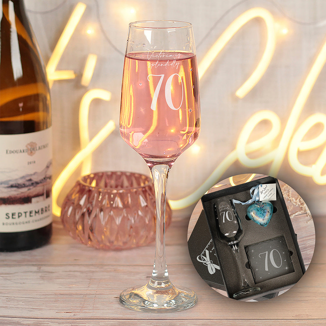 70th Birthday Diamante Embellished Champagne Flute