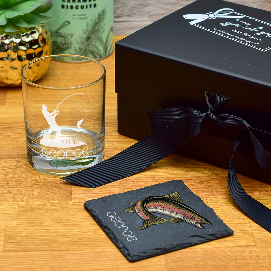 Fisherman Whiskey Glass Tumbler Gift Set