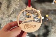 Winter Animal Family 3D Wood and Acrylic Christmas Tree Decoration Bauble