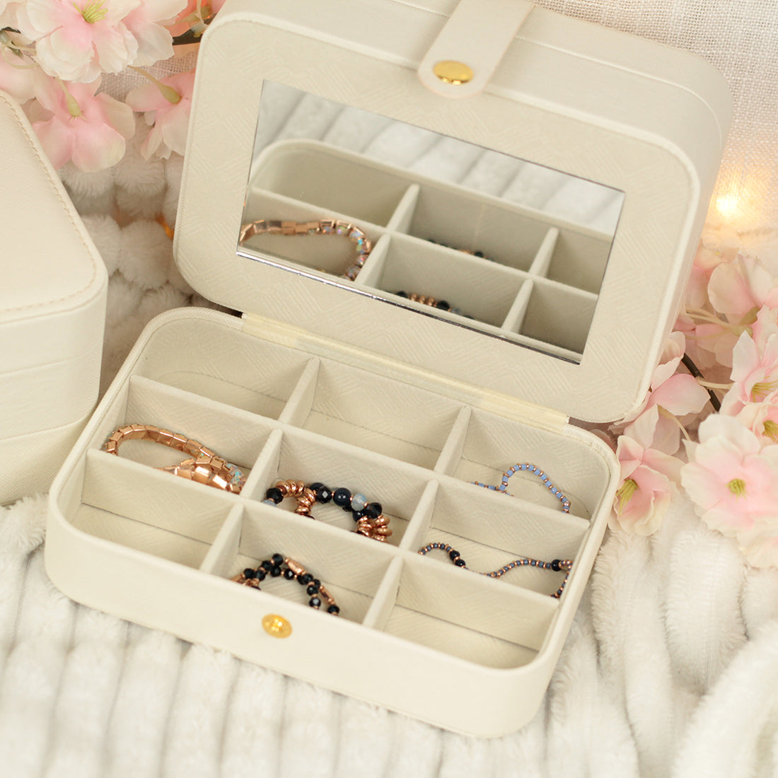 Wildflower Two-Layer Jewellery Storage Box with Mirror