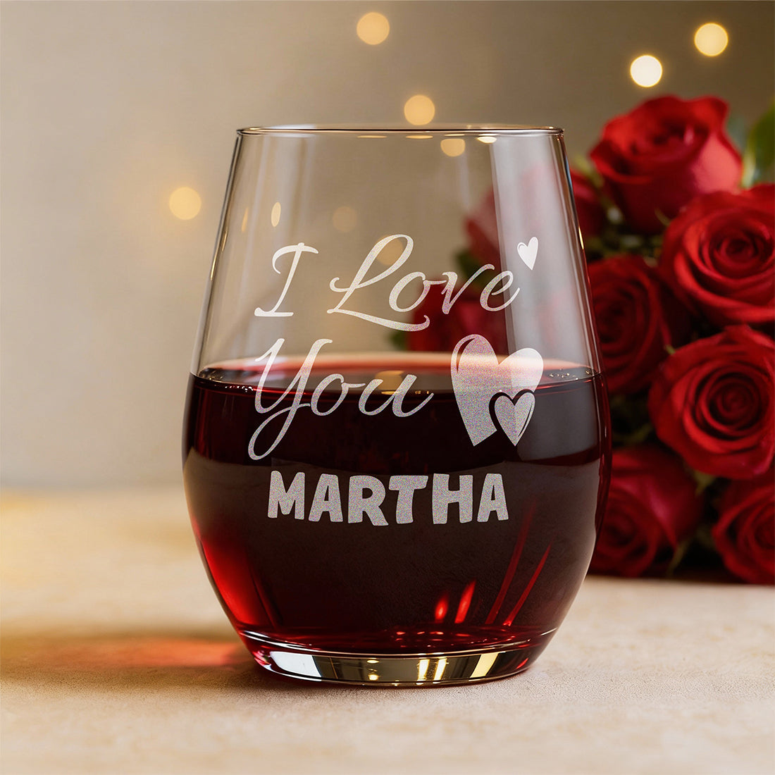 Personalised "I love You" Stemless Glass
