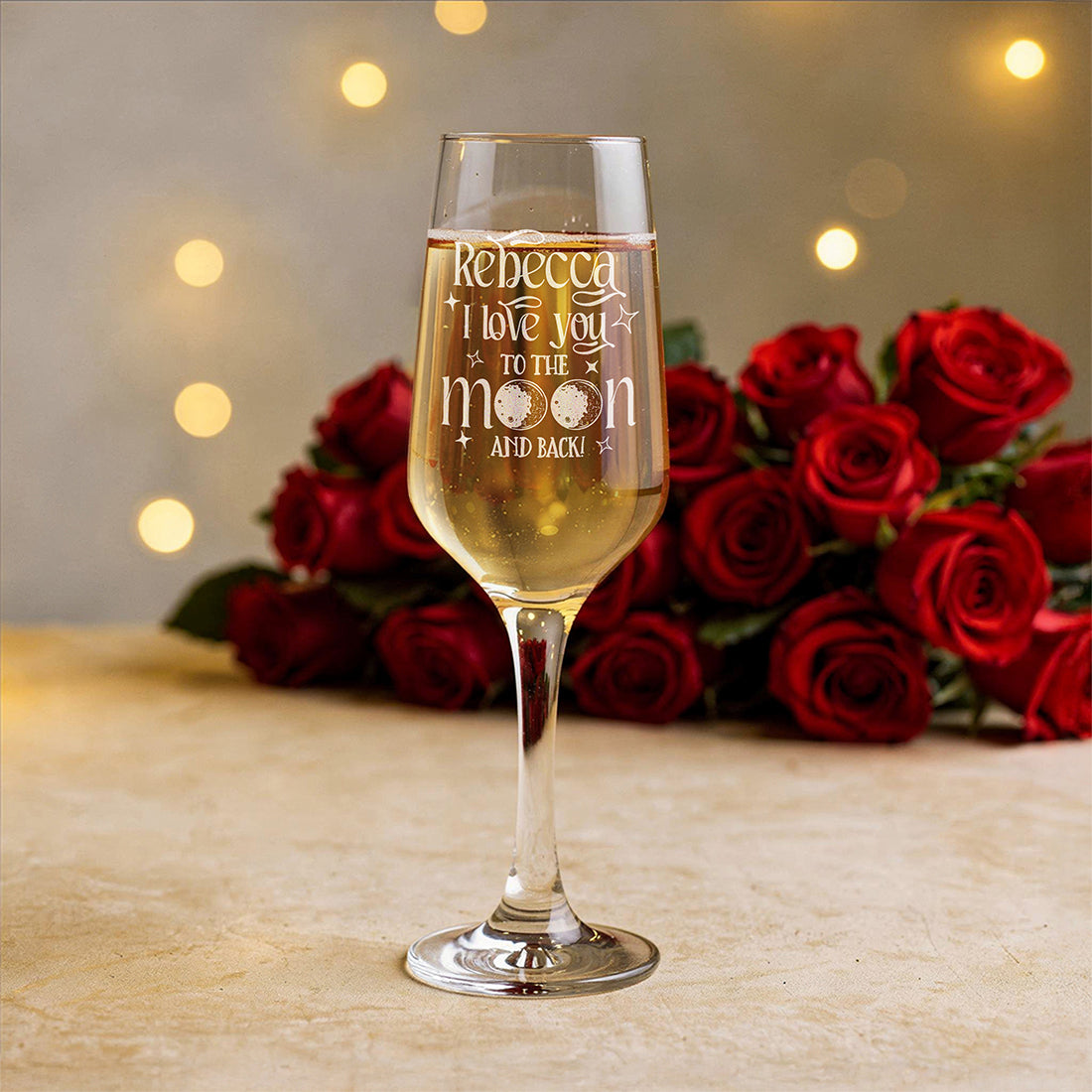I Love You To The Moon And Back Champagne Flute