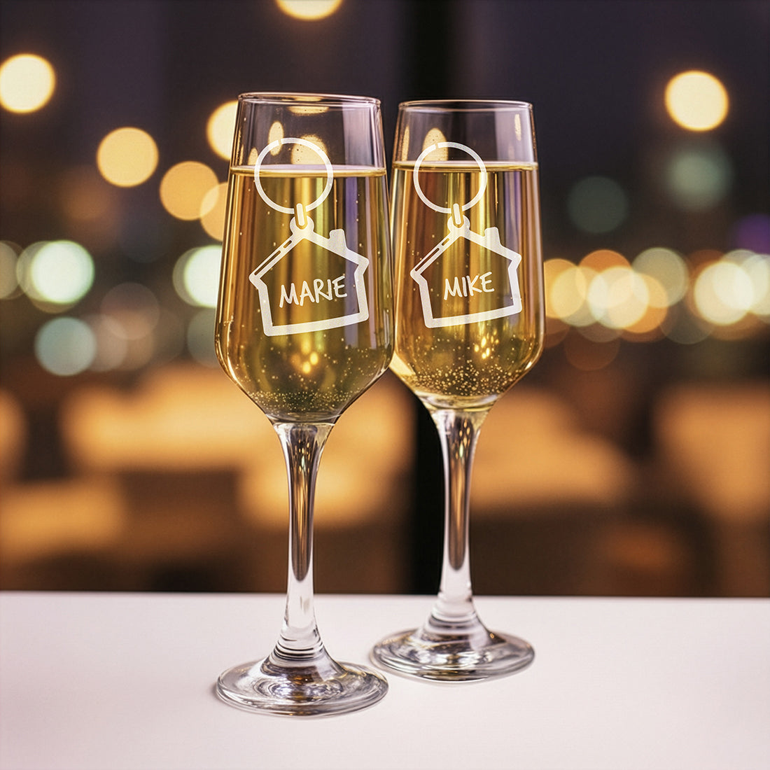 New Home Champagne Flutes and Bottle Butler Gift Set