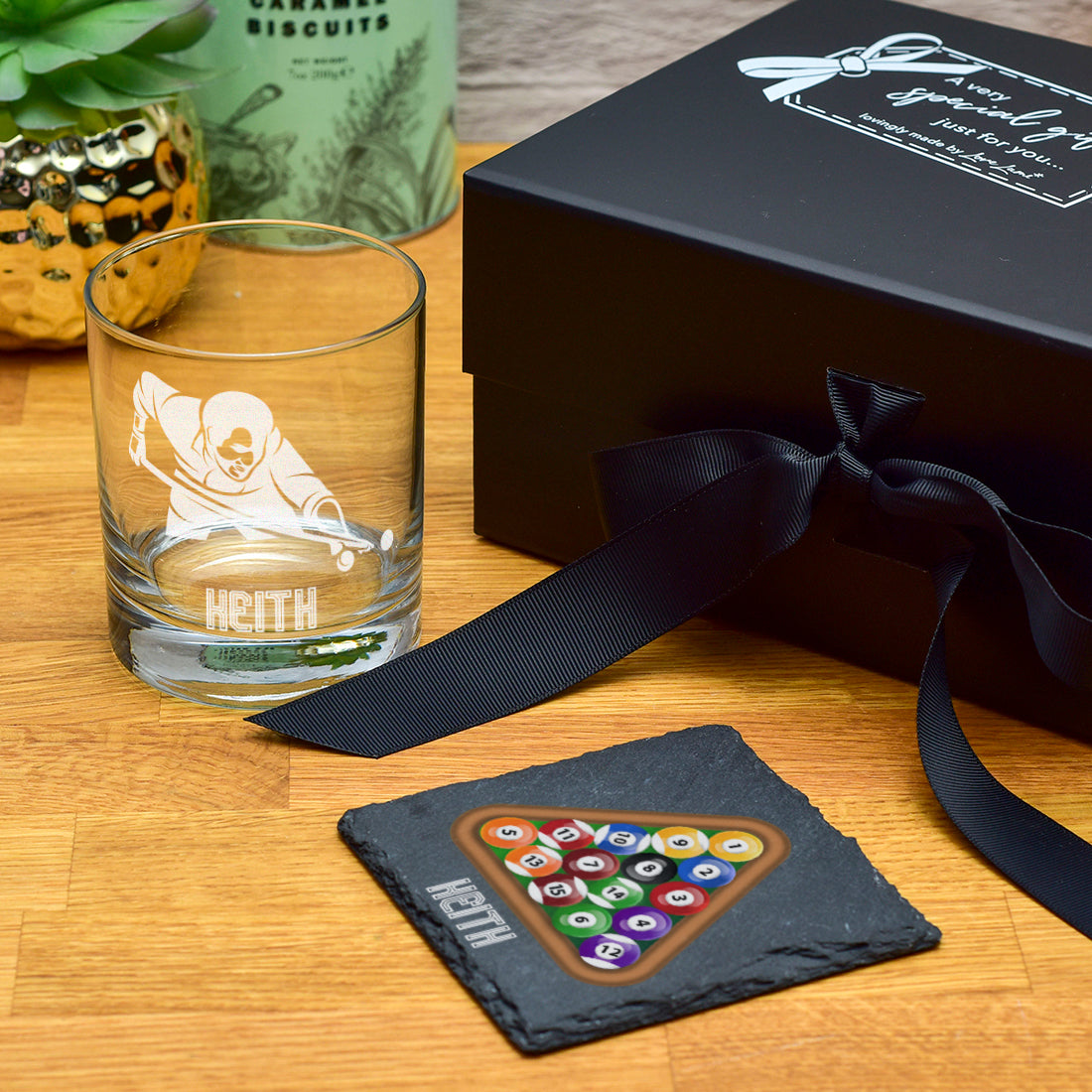 Pool Player Whiskey Glass Tumbler Gift Set