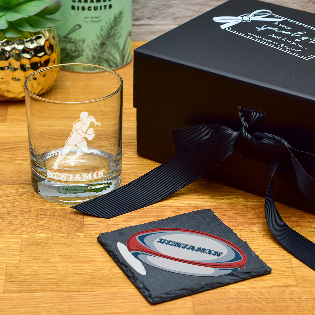 Rugby Player Whiskey Glass Tumbler Gift Set