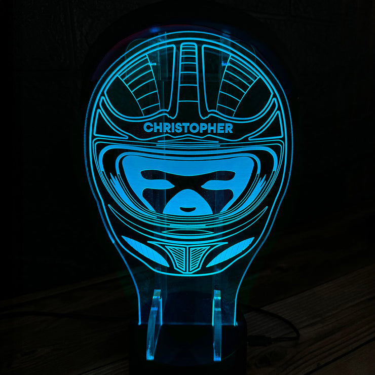 Racing Helmet Neon Light Up Gaming Headphone Stand