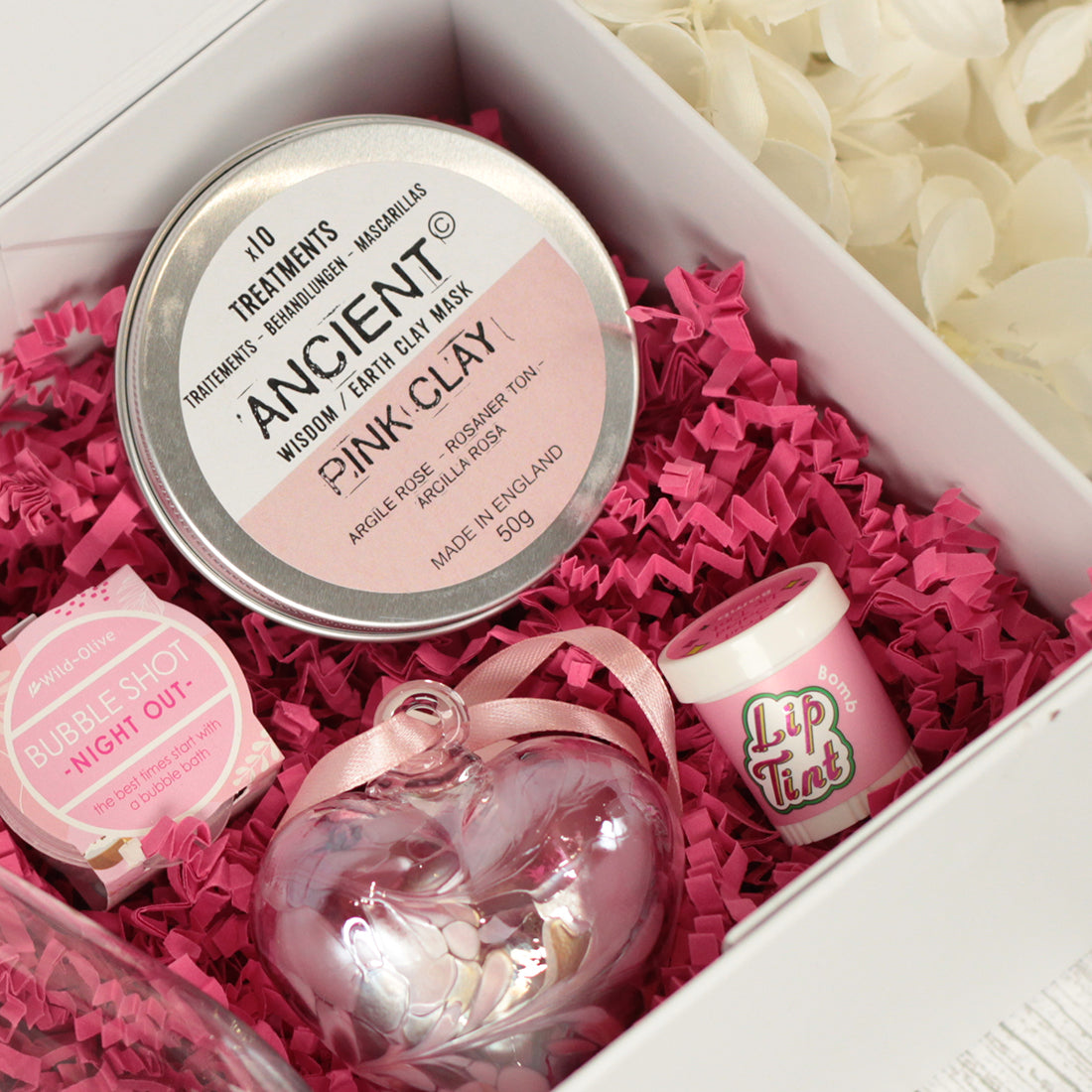 Personalised Bows and Hearts Night Out Stemless Glass Pamper Gift Box