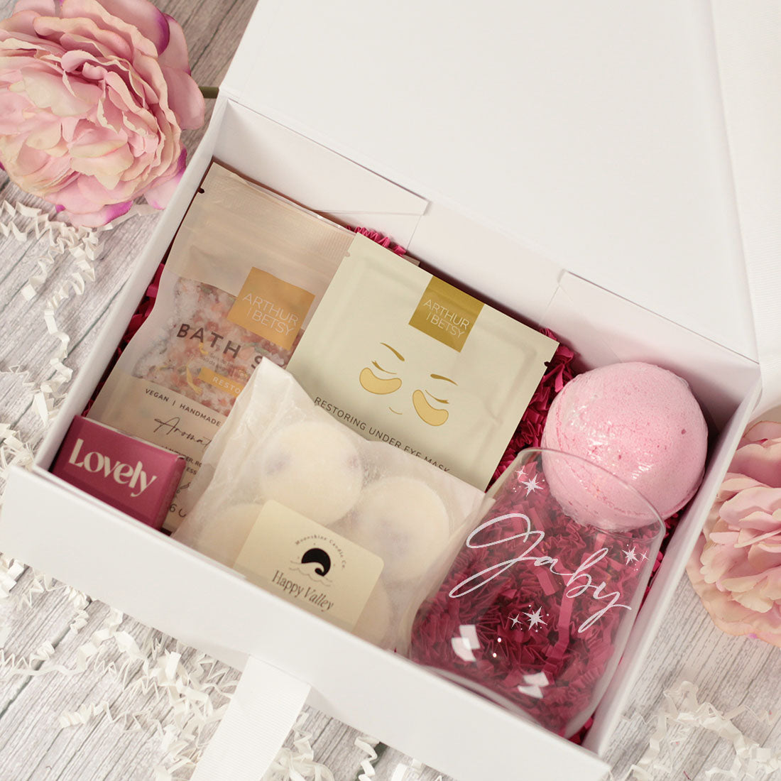 Personalised Stemless Glass Pink Birthday Treat Gift Box
