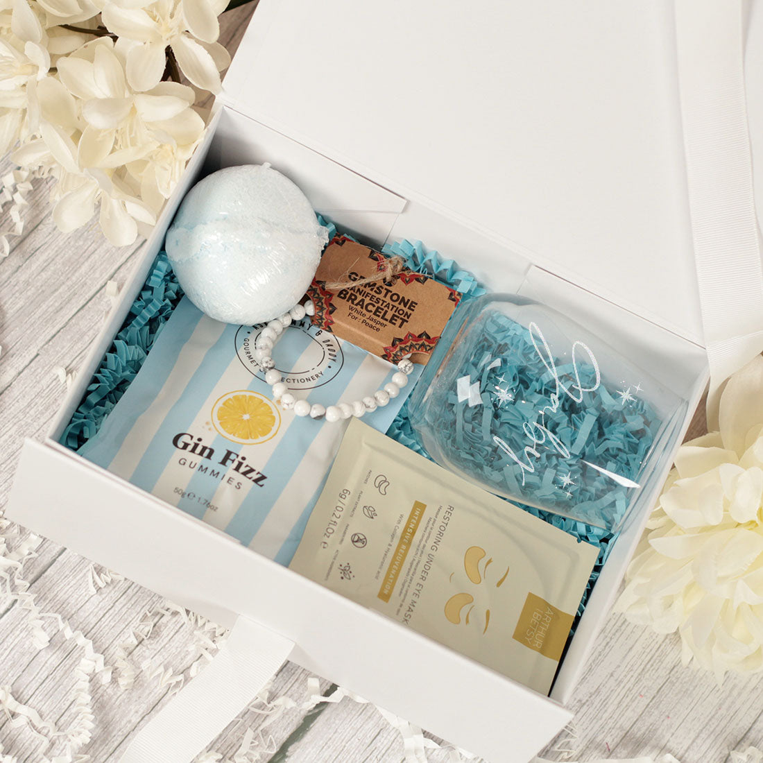 Personalised Stemless Glass Blue Pastels Gift Box