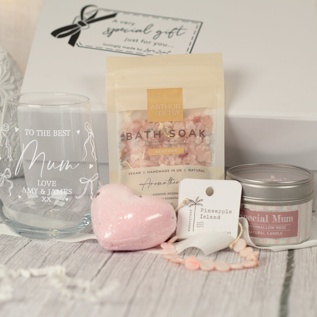 Personalised Best Mum Stemless Glass Gift Box