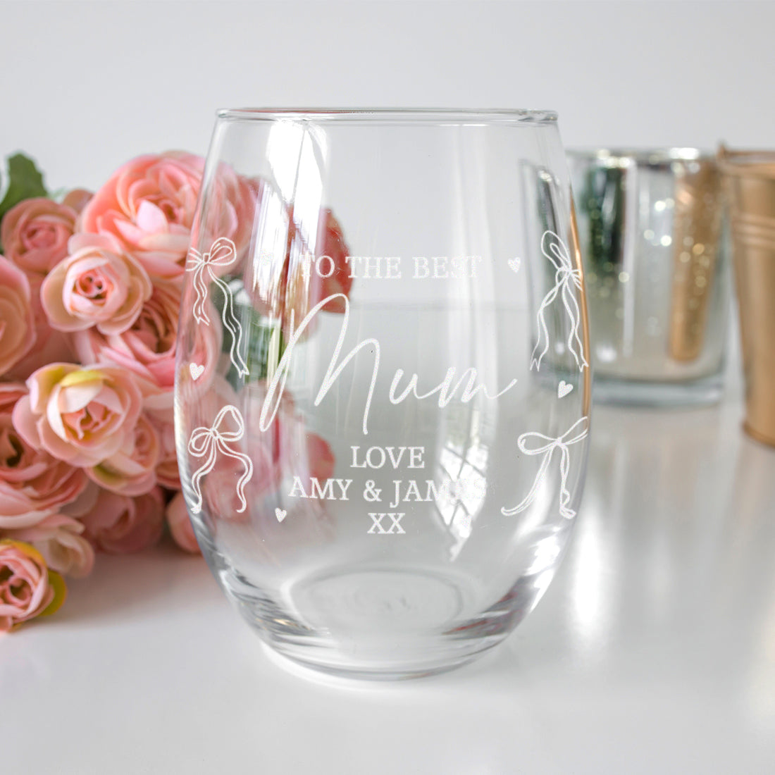 Personalised Best Mum Stemless Glass Gift Box