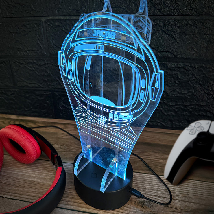 Space Helmet Neon Light Up Gaming Headphone Stand