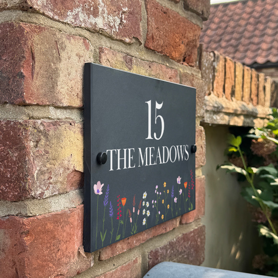 Wild Flowers Slate House Number or Name Wall Mounted Sign
