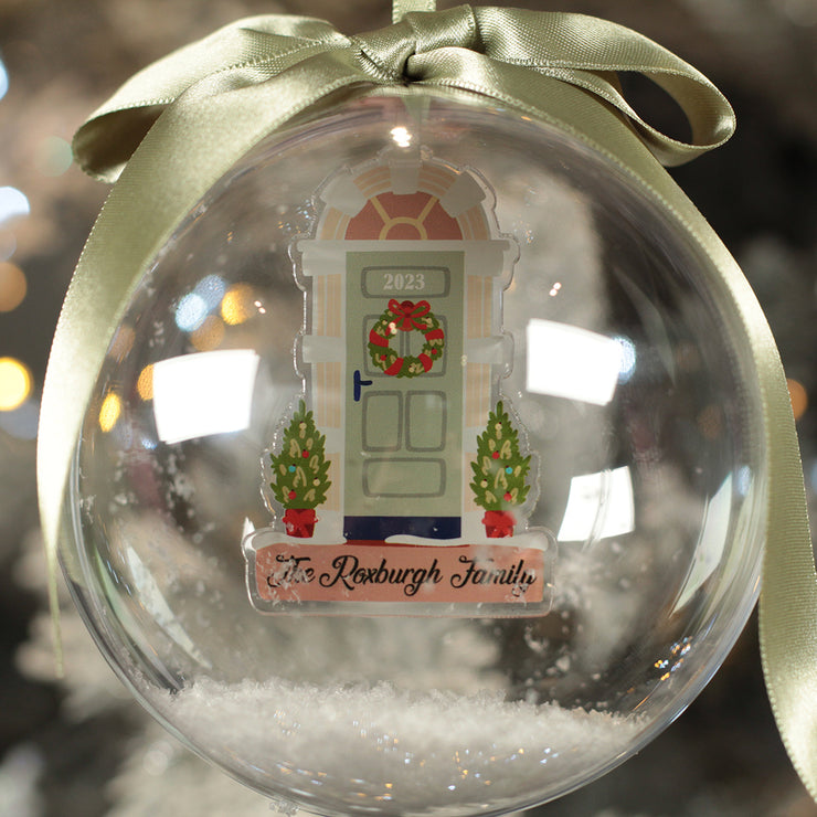 Christmas Front Door New Home Snowy Acrylic Christmas Tree Bauble Decoration
