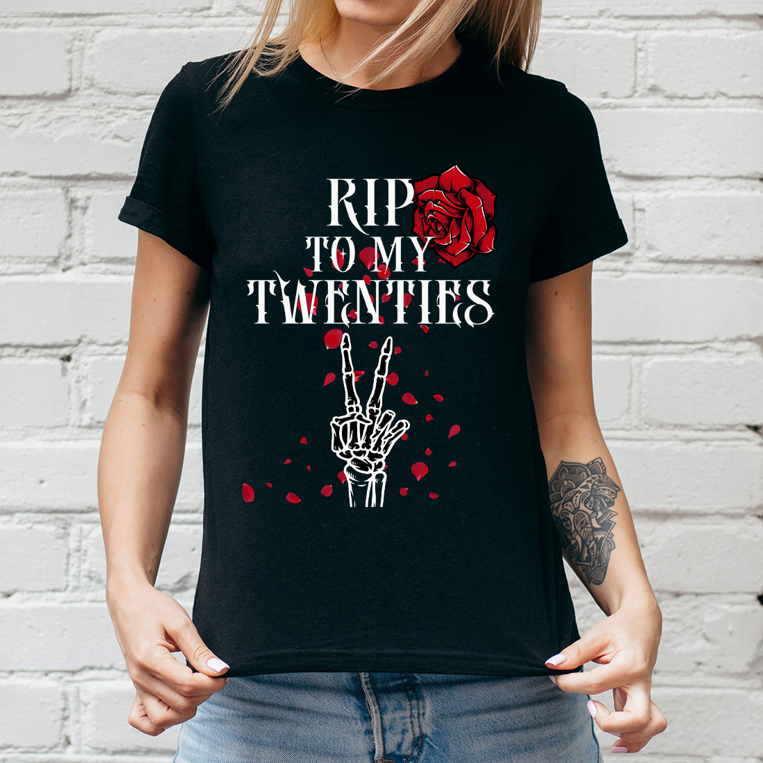 RIP to my Twenties 20s Thirties 30s Youth Skeleton Rock Hand Birthday T-Shirt-Love Lumi Ltd