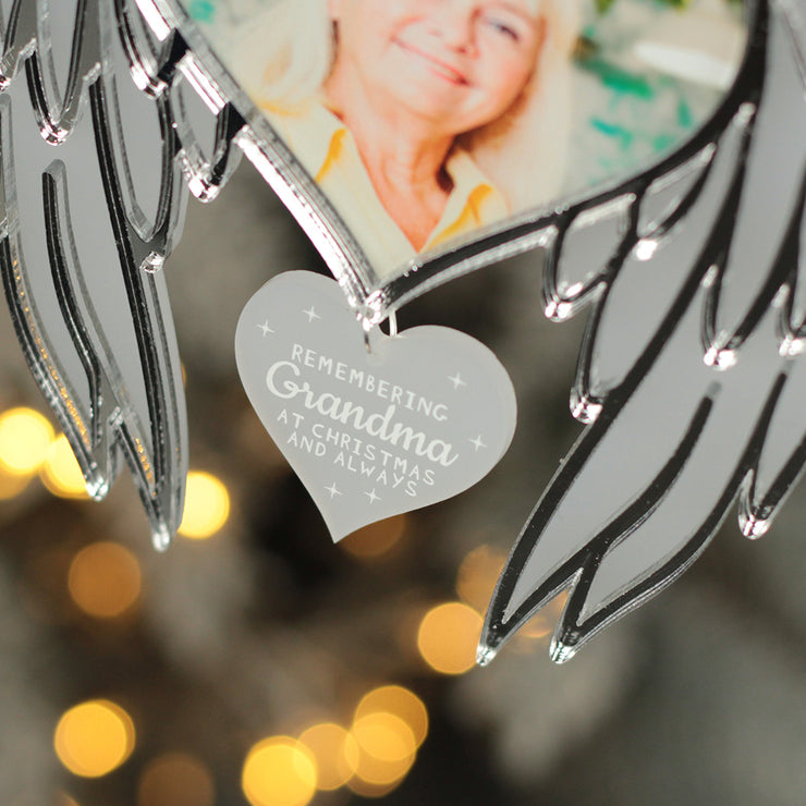 Memorial Photo Angel Wings Frost and Mirror 3D Christmas Tree Decoration