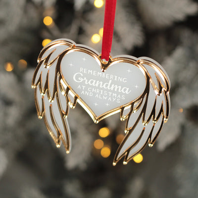 Remembrance Angel Wings Frost and Mirror 3D Christmas Tree Decoration