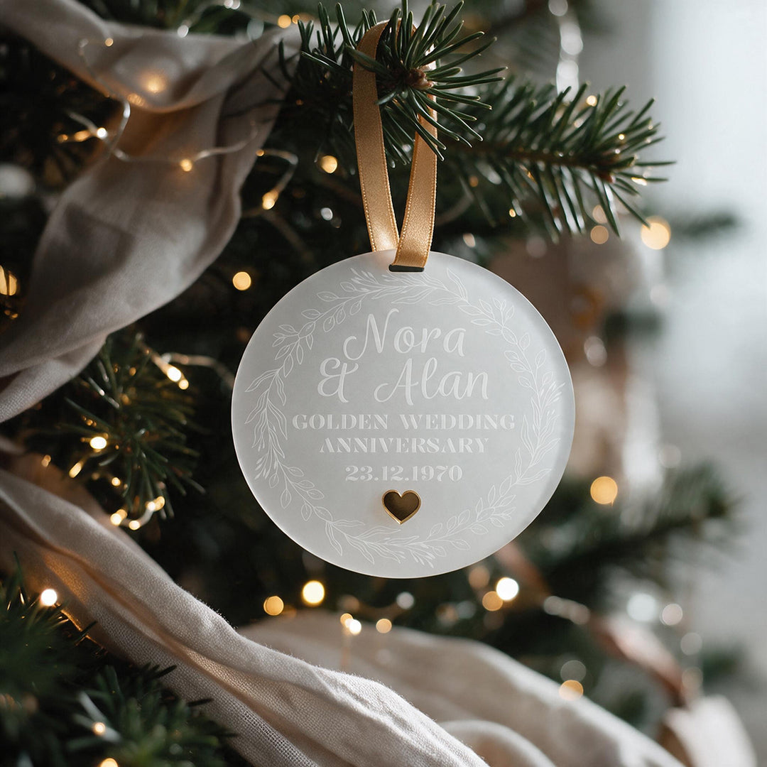 Wedding Anniversary Frosted Acrylic Christmas Tree Decoration