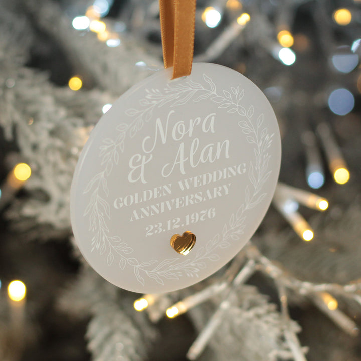 Wedding Anniversary Frosted Acrylic Christmas Tree Decoration