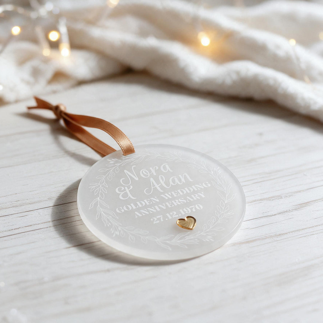 Wedding Anniversary Frosted Acrylic Christmas Tree Decoration