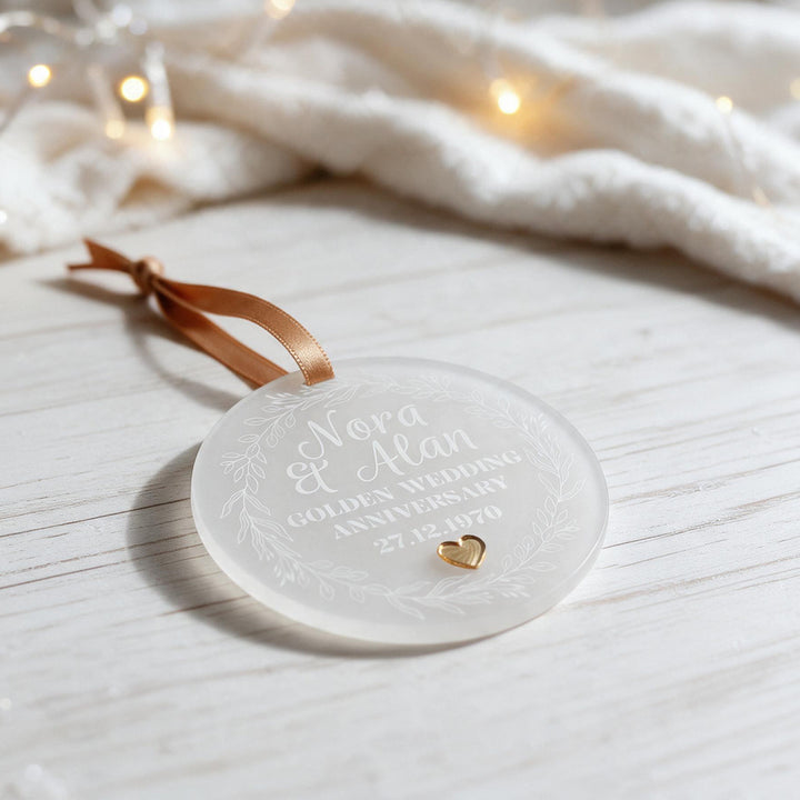 Wedding Anniversary Frosted Acrylic Christmas Tree Decoration