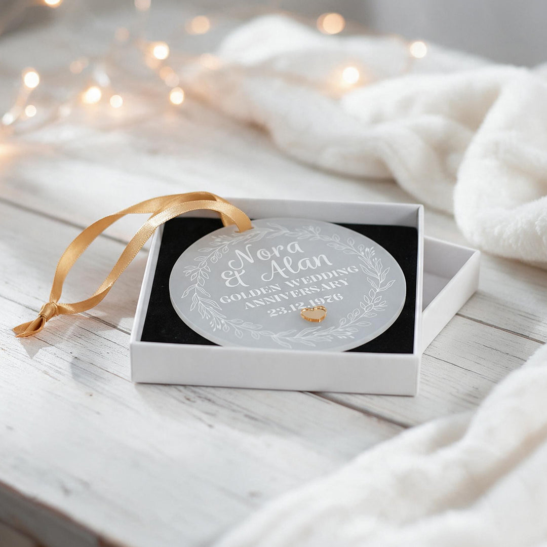 Wedding Anniversary Frosted Acrylic Christmas Tree Decoration