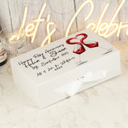 Wedding Anniversary Wine Heart Splash White Recycled Bottle Box and Matching Glasses Gift Set-Love Lumi Ltd