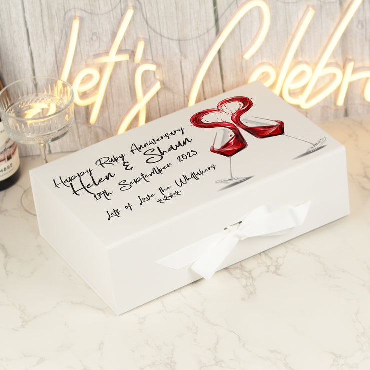 Wedding Anniversary Wine Heart Splash White Recycled Bottle Box and Matching Glasses Gift Set-Love Lumi Ltd