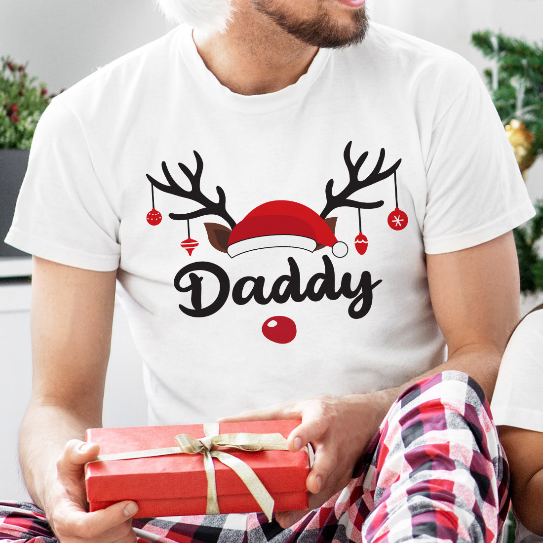 Rudolph Antler Family Matching Christmas White T-Shirts and Baby Grow-Love Lumi Ltd