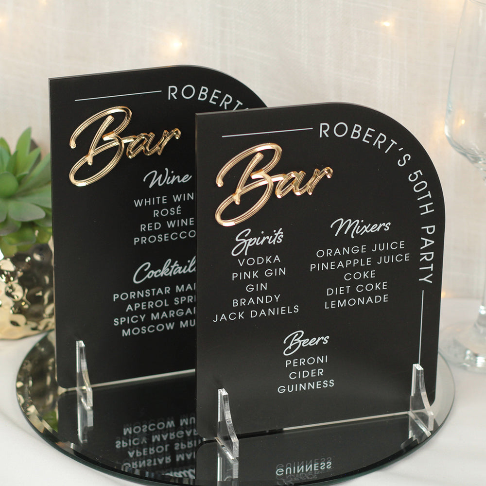 Modern Arch 3D Acrylic Birthday Party Bar Sign-Love Lumi Ltd