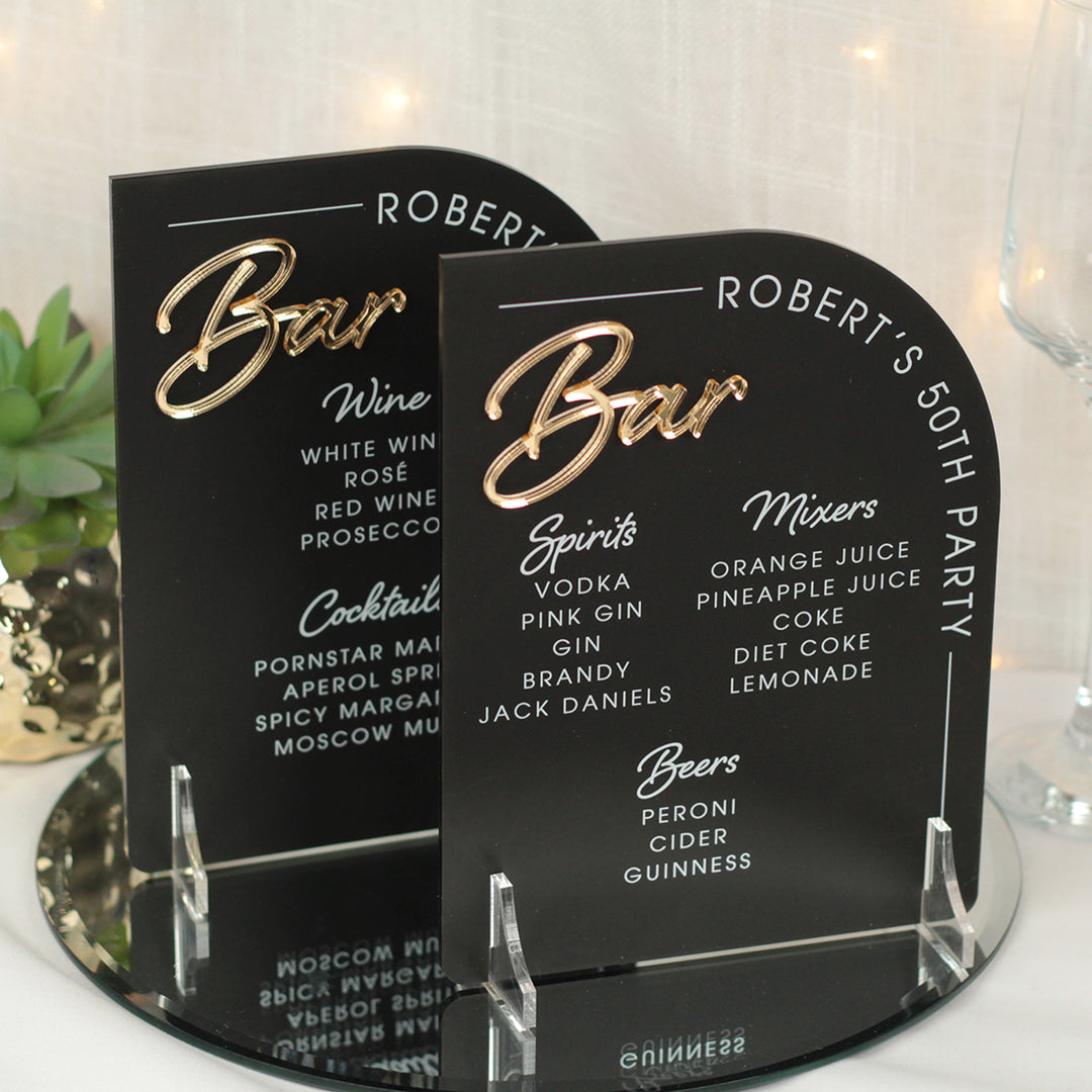 Modern Arch 3D Acrylic Birthday Party Bar Sign-Love Lumi Ltd