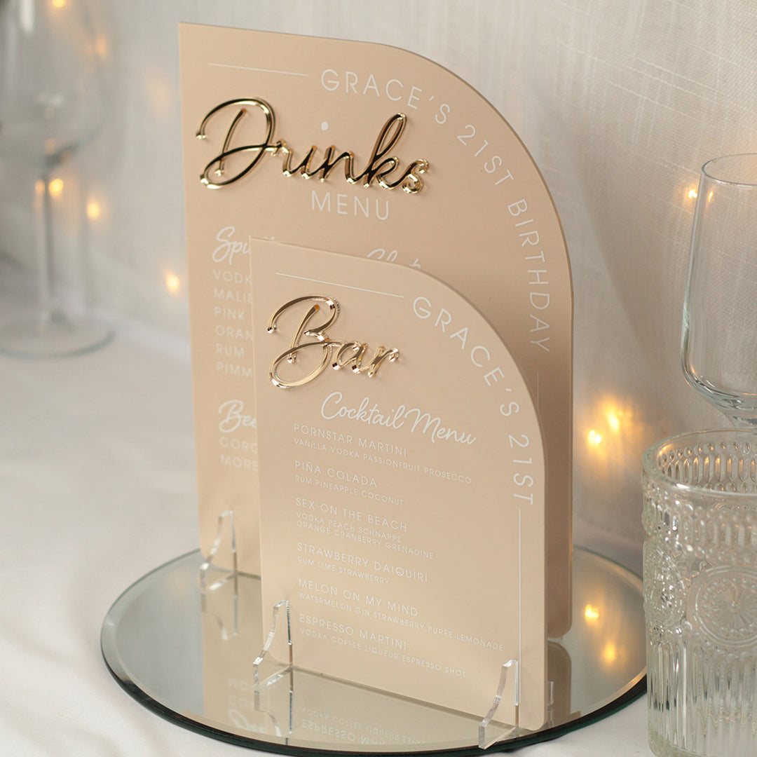Modern Arch 3D Acrylic Birthday Party Bar Sign-Love Lumi Ltd