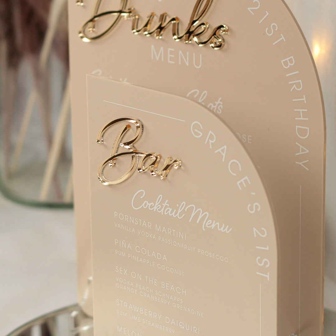 Modern Arch 3D Acrylic Birthday Party Bar Sign-Love Lumi Ltd
