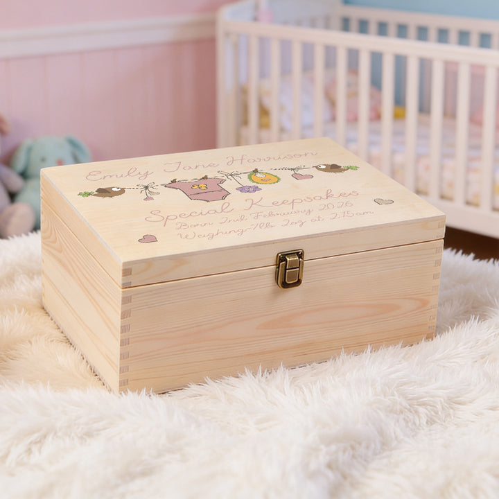 New Baby Bunting Large Wooden Keepsake Box