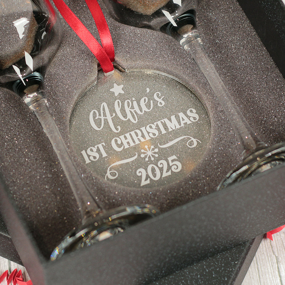 Baby's 1st Christmas Pair of Champagne Flutes and Keepsake Bauble