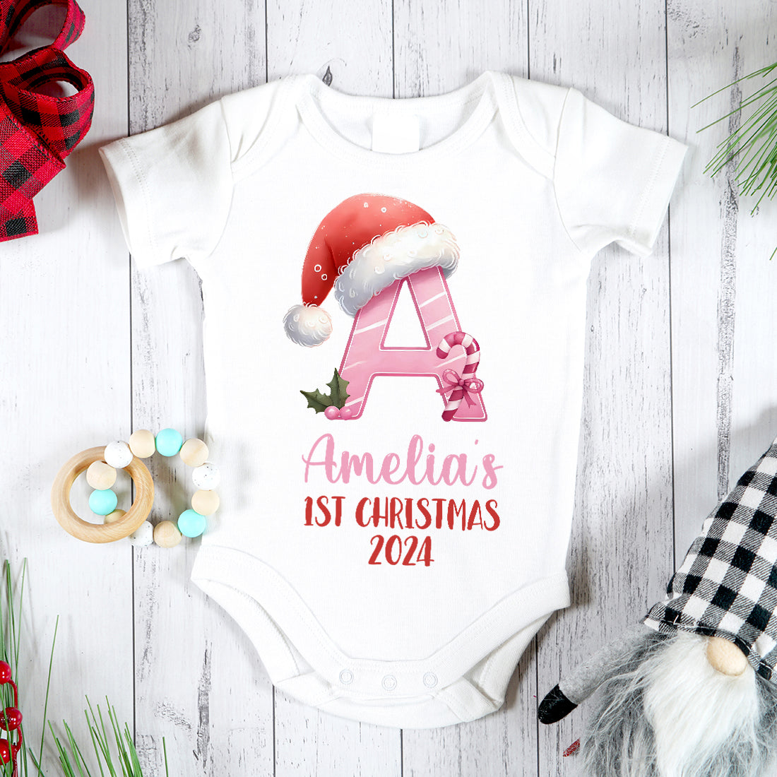 Baby's 1st Christmas Pink or Blue Alphabet Babygrow-Love Lumi Ltd