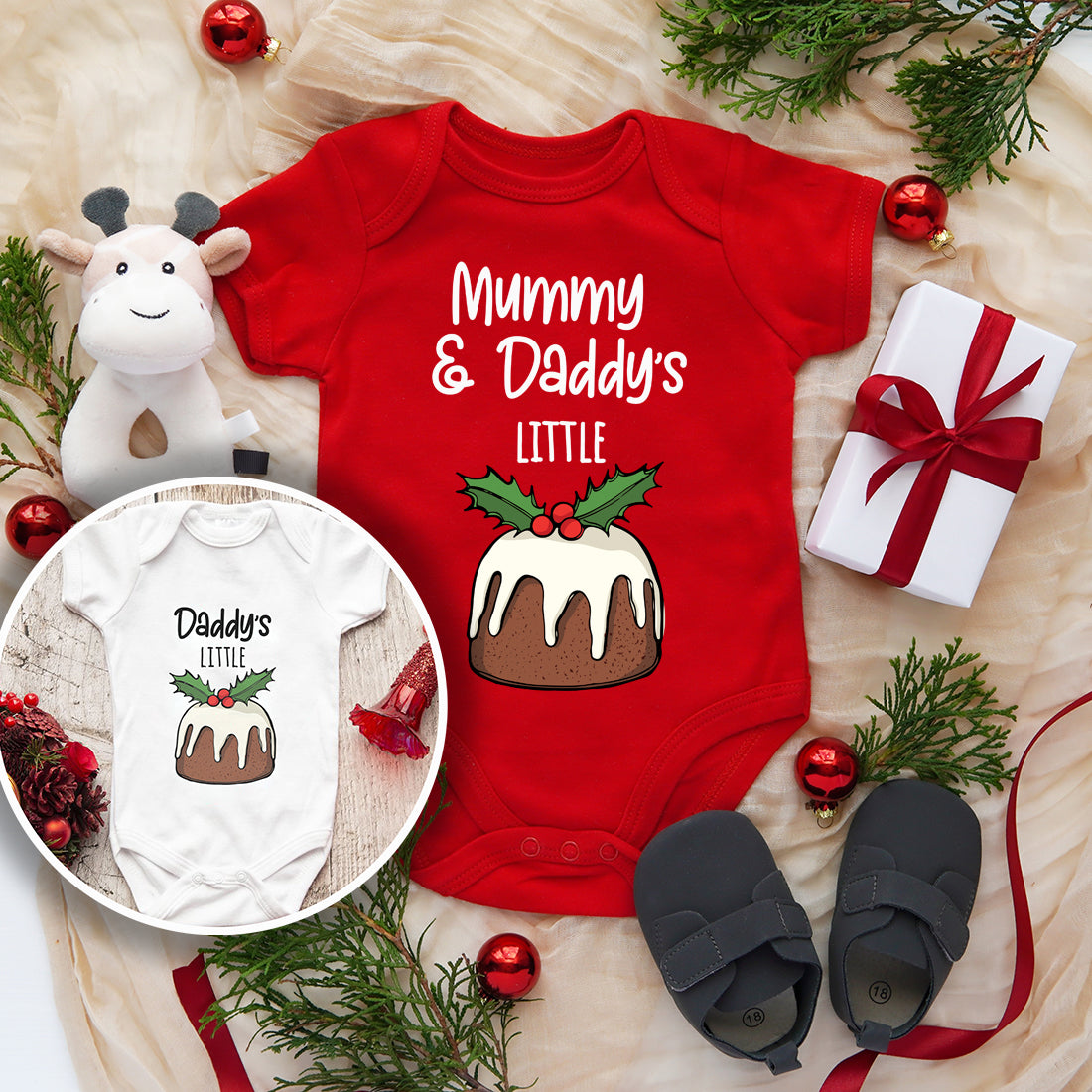 Little Christmas Pudding Babygrow-Love Lumi Ltd
