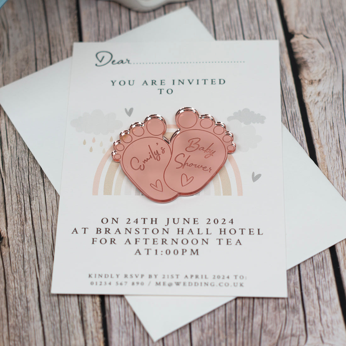 Cute Feet Baby Shower Invitation Magnet-Love Lumi Ltd